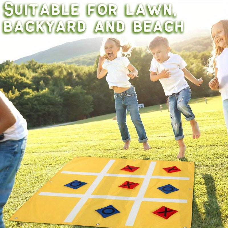 Outdoor and Indoor Family Tic-Tac-Toe Bean Bag Throwing Game – Polyester Fabric, 5 Bean Bags, Storage Bag, Ideal for Lawn and Beach