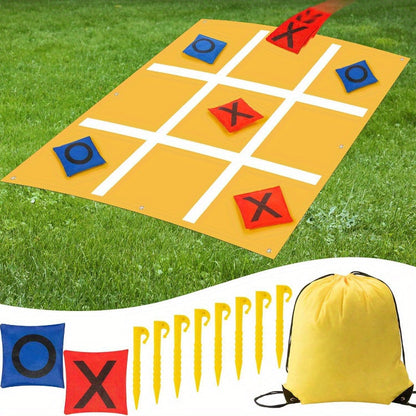 Outdoor and Indoor Family Tic-Tac-Toe Bean Bag Throwing Game – Polyester Fabric, 5 Bean Bags, Storage Bag, Ideal for Lawn and Beach