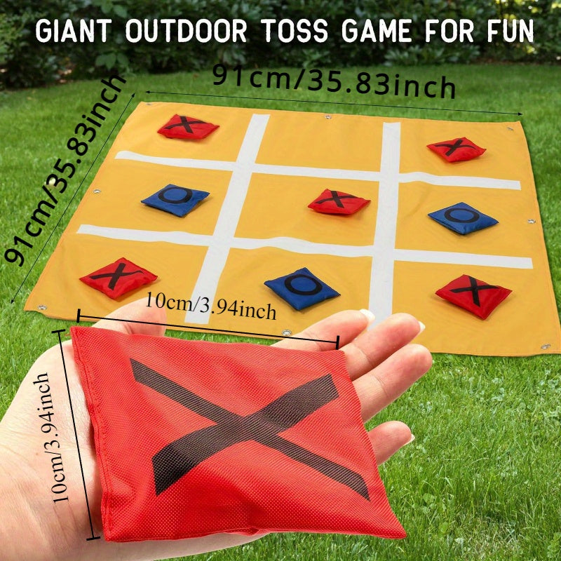 Outdoor and Indoor Family Tic-Tac-Toe Bean Bag Throwing Game – Polyester Fabric, 5 Bean Bags, Storage Bag, Ideal for Lawn and Beach