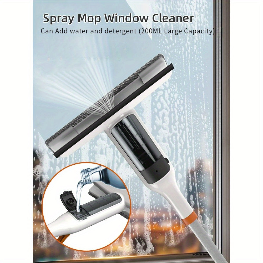 Multifunctional Window Squeegee with Spray - Glass Wiper with Silicone Scraper, Extendable Pole for Cleaning Glass, Bathroom, Kitchen, and Walls