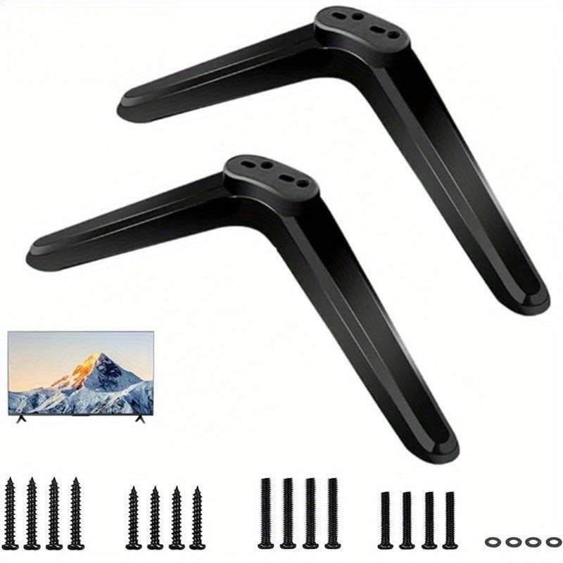 Universal ABS TV Stand Base - 2 Pack Adjustable Pedestal Feet for 32-65 Inch TVs, Includes Mounting Screws and Stabilizing Pad Set
