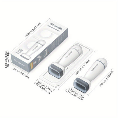 Micro Needle Derma Stamp 120-Pin Stainless Steel 0.25mm - Adjustable Skin Care Tool for Facial Rejuvenation and Beauty Enhancement - Non-Slip Plastic Handle, No Battery Needed