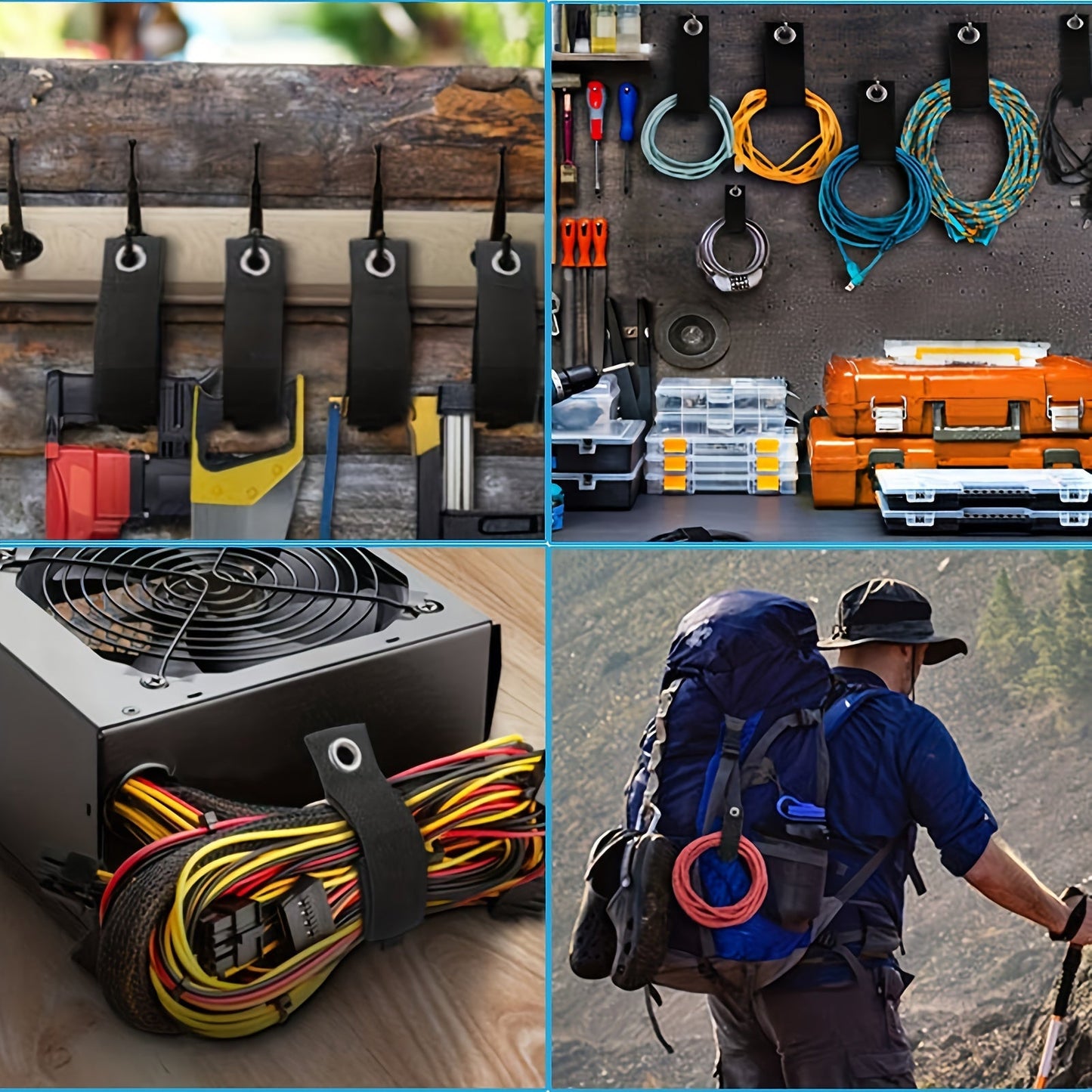 3pcs Hook and Loop Cord Organizer Straps - Versatile Cable Wraps for Home, RV and Garage Storage
