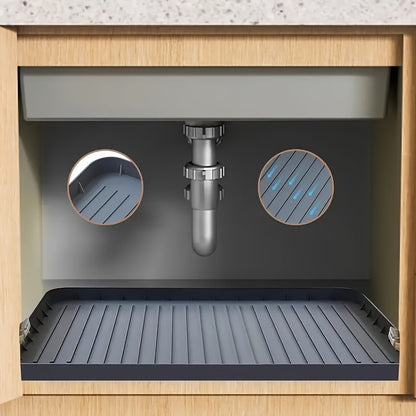 Durable Silicone Under-Sink Mat - Waterproof Drip Tray Liner for Kitchen and Bathroom Cabinets - Easy-Clean Storage Solution