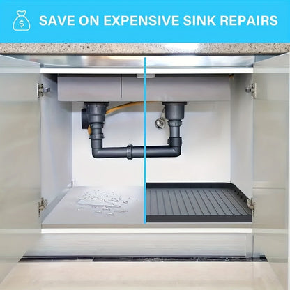 Durable Silicone Under-Sink Mat - Waterproof Drip Tray Liner for Kitchen and Bathroom Cabinets - Easy-Clean Storage Solution