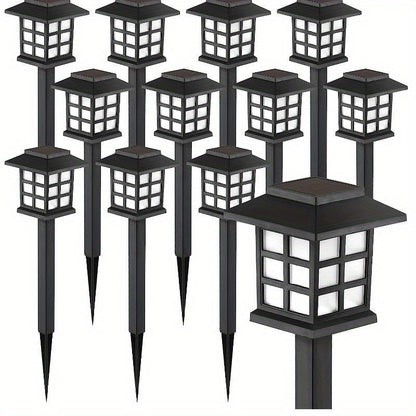 12-Pack LED Solar Pathway Lights – Waterproof Outdoor Garden and Yard Lighting with Warm Glow