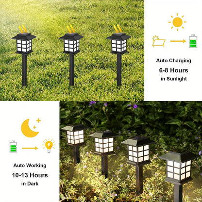 12-Pack LED Solar Pathway Lights – Waterproof Outdoor Garden and Yard Lighting with Warm Glow