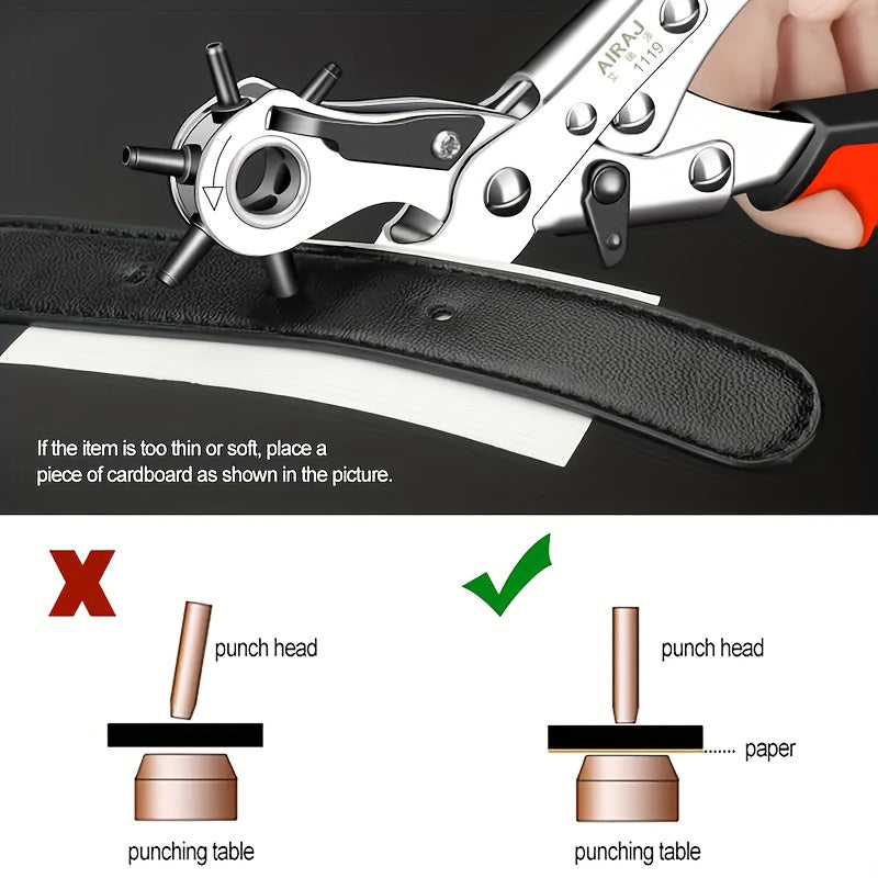 Rotating Belt Punch Pliers – Leather, Watchband, Sewing Machine Tool, Belt Hole & Eyelet Puncher