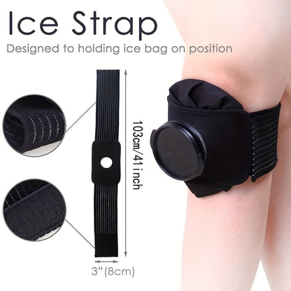 4 Pack Reusable Ice Bags for Hot and Cold Therapy - Includes Elastic Support Strap, Breathable Wrap | Universal Fit for Knee, Ankle, Neck Pain Relief | Uncharged, 3 Sizes (6", 9", 11")