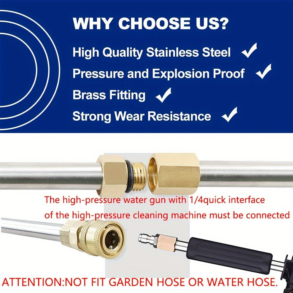 10pcs High-Pressure Washer Extension Wand Kit – 4000 PSI, 1/4 Quick Connect, 6 Nozzle Tips, Gutter Cleaning Curved Rod 30°, 90°, 120° – Ideal for Roof Drainage, Exterior Walls, and Heavy-Duty Cleaning Tasks