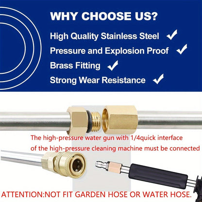 10pcs High-Pressure Washer Extension Wand Kit – 4000 PSI, 1/4 Quick Connect, 6 Nozzle Tips, Gutter Cleaning Curved Rod 30°, 90°, 120° – Ideal for Roof Drainage, Exterior Walls, and Heavy-Duty Cleaning Tasks