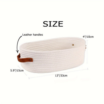 Versatile Woven Storage Basket with Dual Handles – Ideal for Desk Organization & Bathroom Essentials
