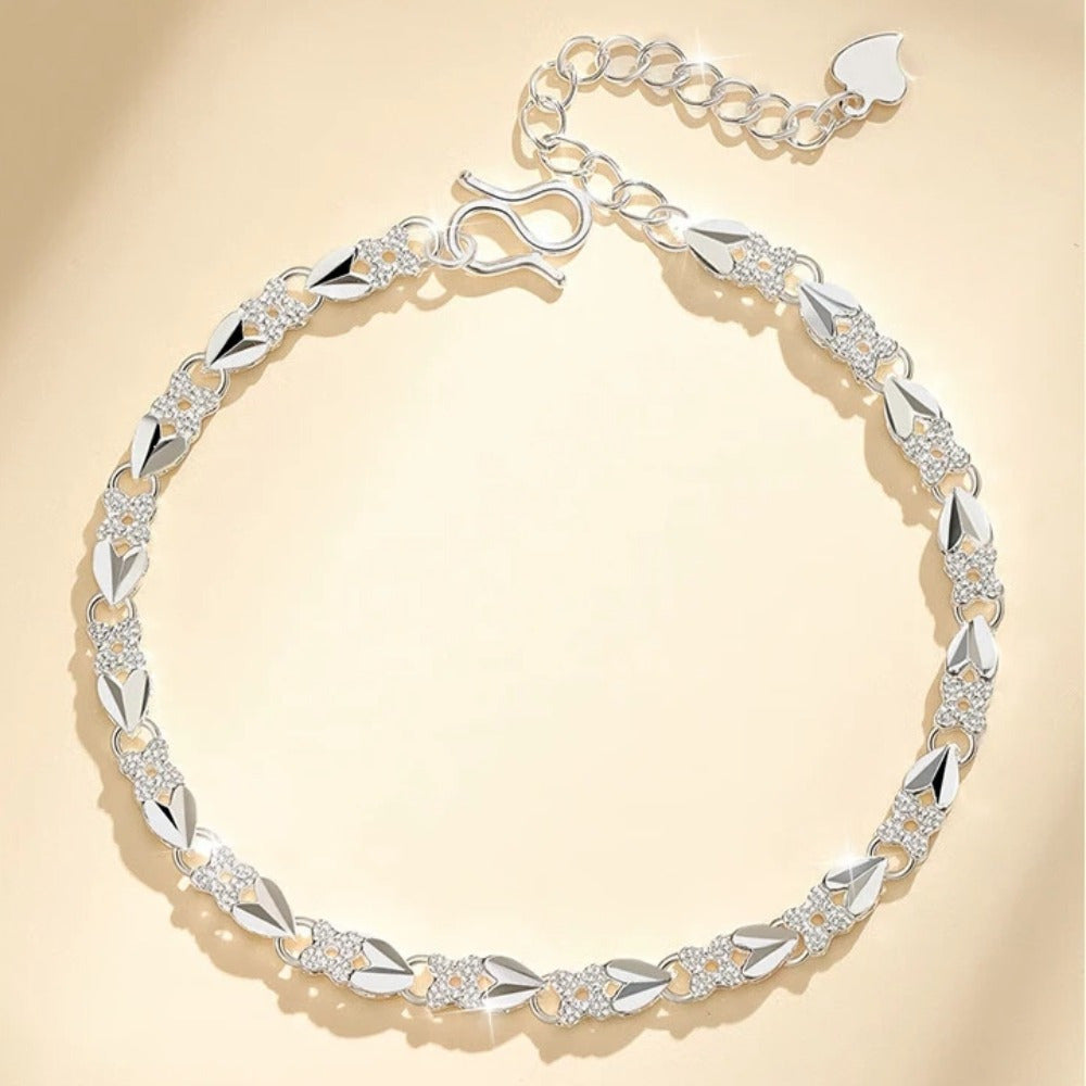 S999 Pure Silver Four-Leaf Clover Bracelet for Women - Lucky Charm Bracelet Jewelry