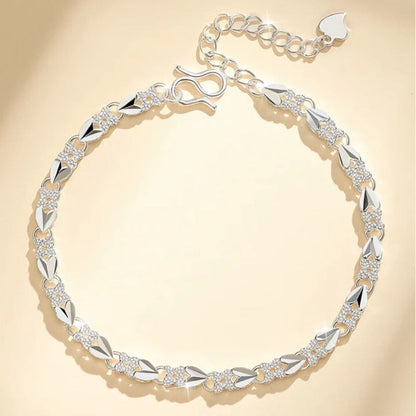 S999 Pure Silver Four-Leaf Clover Bracelet for Women - Lucky Charm Bracelet Jewelry