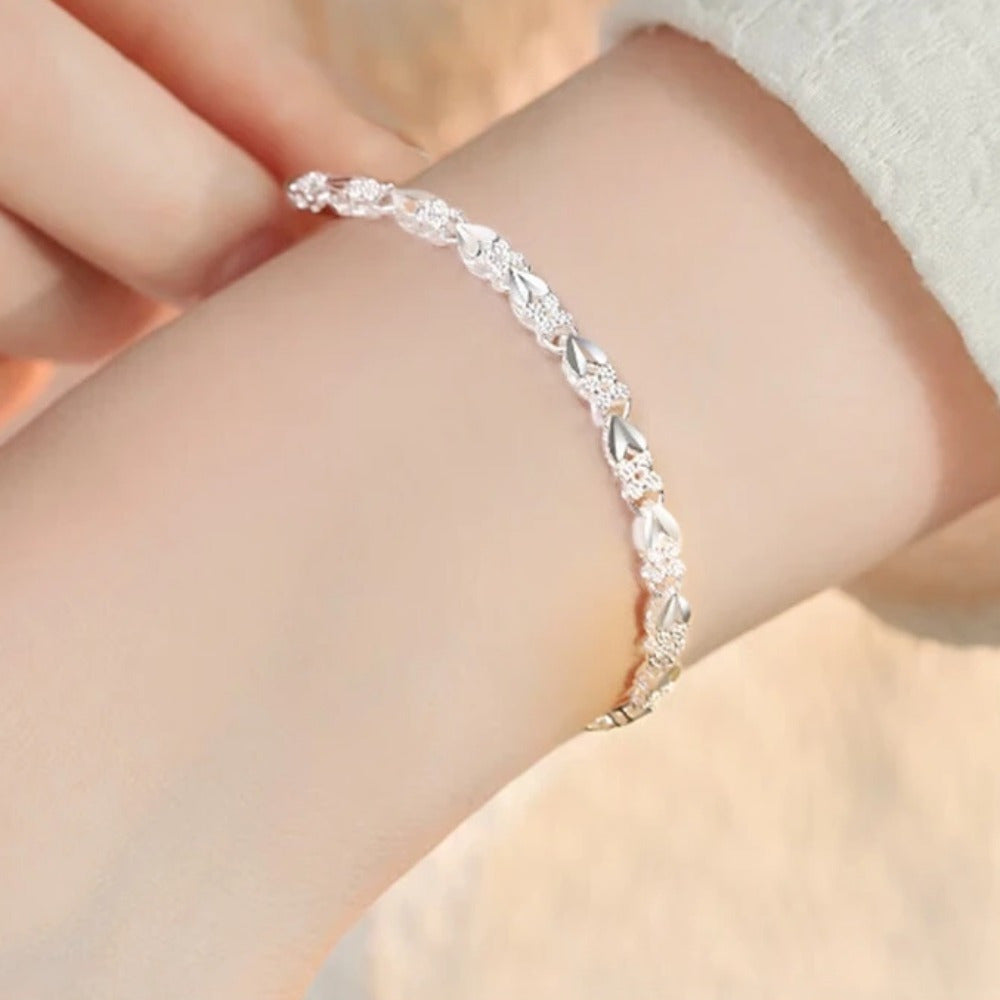 S999 Pure Silver Four-Leaf Clover Bracelet for Women - Lucky Charm Bracelet Jewelry