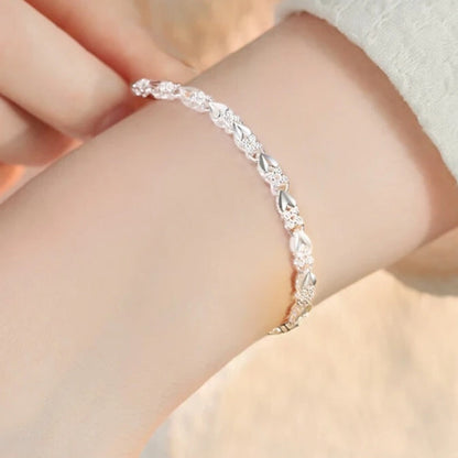 S999 Pure Silver Four-Leaf Clover Bracelet for Women - Lucky Charm Bracelet Jewelry