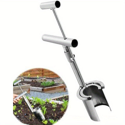 Metal Planting Tool Set – Neoprene Components, Long Handle Bulb Planter, Seed Planter, and Transplanter for Indoor Gardening, Rustic Style