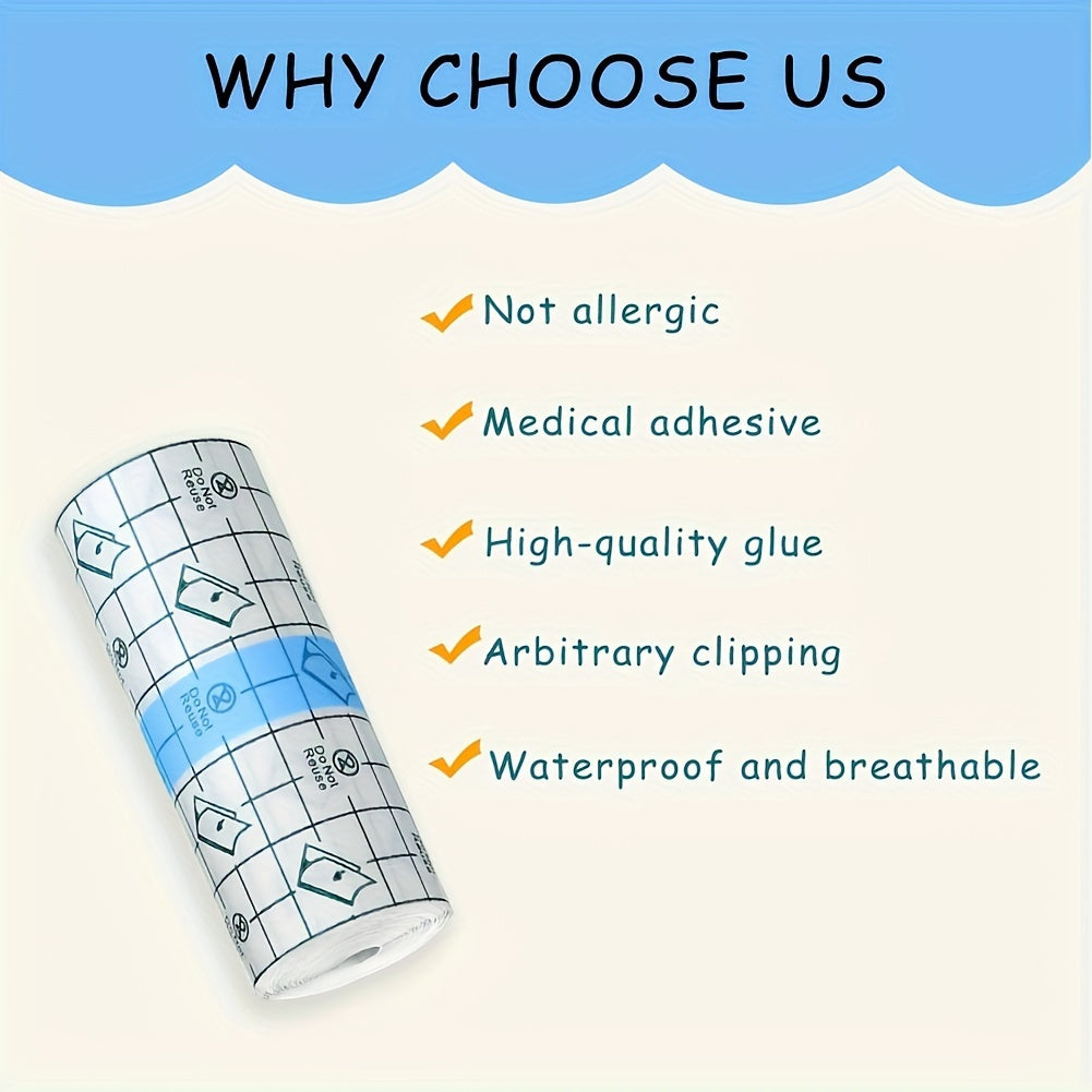 5 Rolls Waterproof Bandages - Transparent Tape for Swimming, Showers and Tattoo Protection