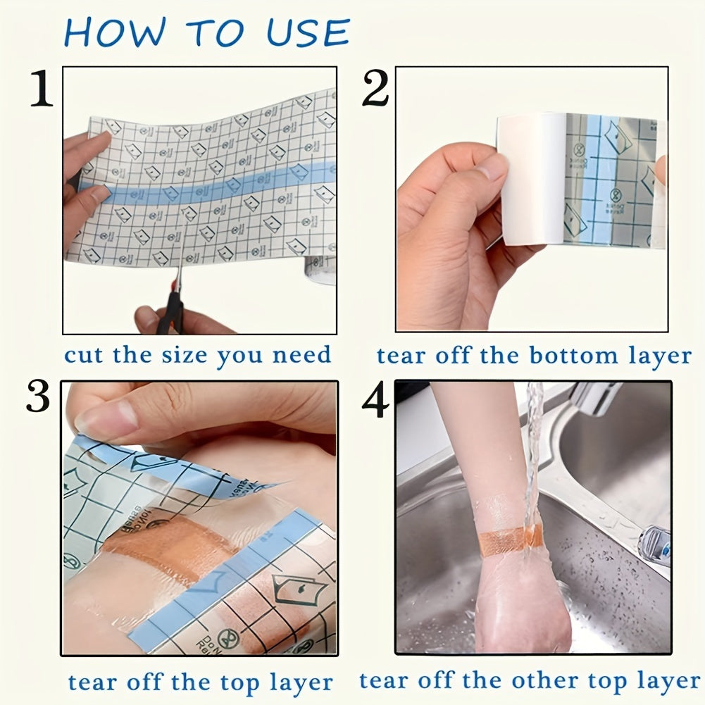 5 Rolls Waterproof Bandages - Transparent Tape for Swimming, Showers and Tattoo Protection