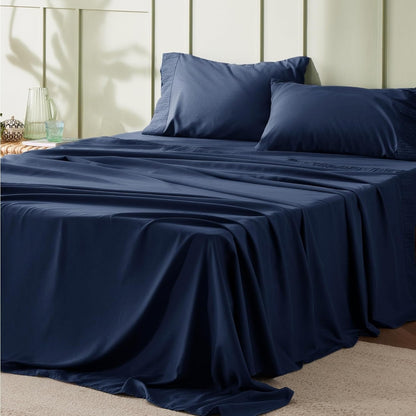 4 Piece Luxurious Microfiber Sheet Set – 14" Deep Pocket, Pinch Pleat Design, Shrink and Fade Resistant, Soft and Comfortable Bedding with Pillowcase, Flat and Fitted Sheets, All-Season Dorm Bedding