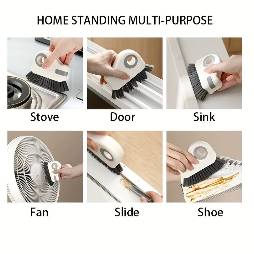 2 in 1 Window Track and Grout Cleaning Brush - Hard Bristle Handheld Cleaner for Sliding Door Tracks, Window Sills, and Seals - Durable Plastic Manual Tool