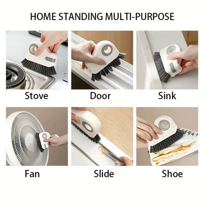 2 in 1 Window Track and Grout Cleaning Brush - Hard Bristle Handheld Cleaner for Sliding Door Tracks, Window Sills, and Seals - Durable Plastic Manual Tool