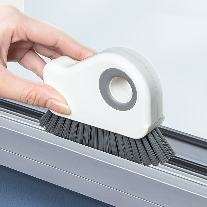 2 in 1 Window Track and Grout Cleaning Brush - Hard Bristle Handheld Cleaner for Sliding Door Tracks, Window Sills, and Seals - Durable Plastic Manual Tool