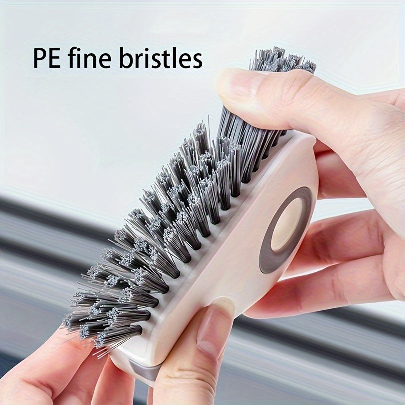2 in 1 Window Track and Grout Cleaning Brush - Hard Bristle Handheld Cleaner for Sliding Door Tracks, Window Sills, and Seals - Durable Plastic Manual Tool