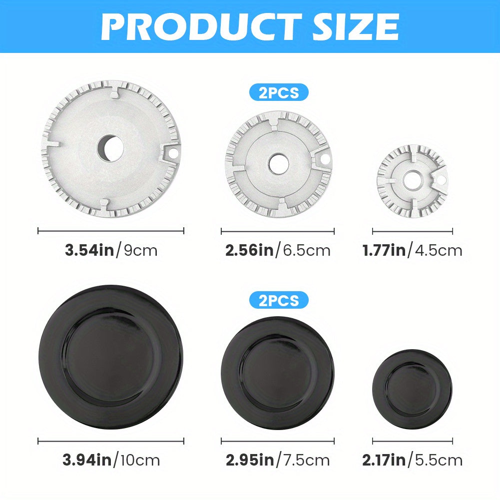 4 Piece Range Burner Covers - Gas Stove Replacement Parts for Portable Cooktops