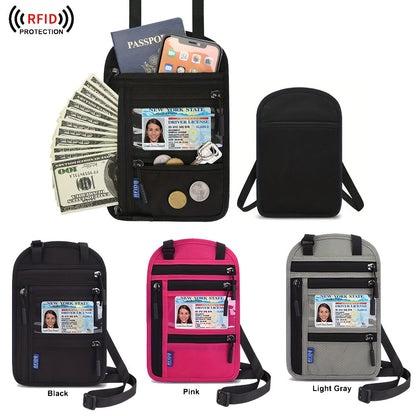 Travel Passport Holder with RFID Blocking – Durable Zipper, Adjustable Neck Strap, Safely Stores Cash, Credit Cards and Documents, Travel Neck Wallet
