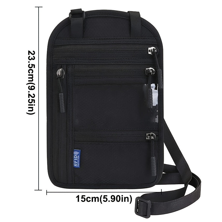 Travel Passport Holder with RFID Blocking – Durable Zipper, Adjustable Neck Strap, Safely Stores Cash, Credit Cards and Documents, Travel Neck Wallet