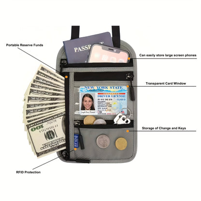 Travel Passport Holder with RFID Blocking – Durable Zipper, Adjustable Neck Strap, Safely Stores Cash, Credit Cards and Documents, Travel Neck Wallet
