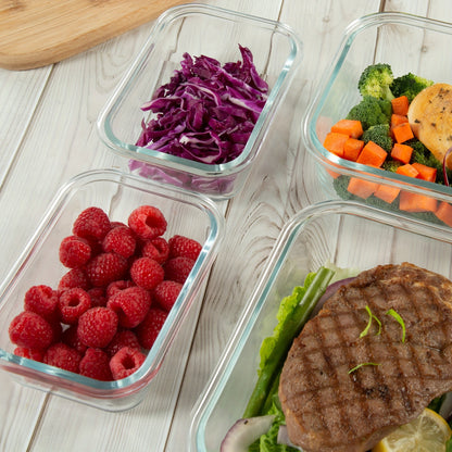 24-Piece Borosilicate Glass Food Storage Containers – 12 Lids and 12 Bowls with Airtight Lids, Microwave and Dishwasher Safe, Ideal for Meal Prep and Lunches