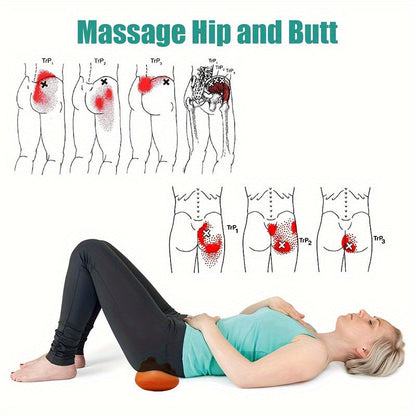 Sciatica Pain Relief Massage Roller – Deep Tissue Myofascial Release Tool with 14 Trigger Points for Back, Glutes, Hip, and Shoulders