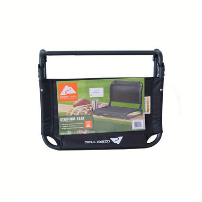 Extra Wide Stadium Seat with Hooks – Comfortable Black Seat for Sports Events