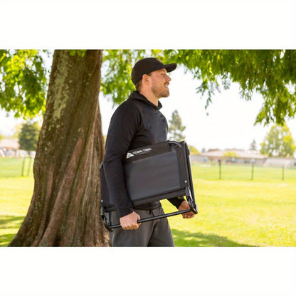 Extra Wide Stadium Seat with Hooks – Comfortable Black Seat for Sports Events