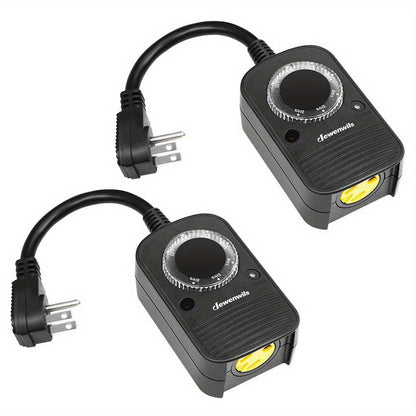 DEWENWILS 2 Pack Dusk to Dawn Sensor Outdoor Timer with Electrical Outlet