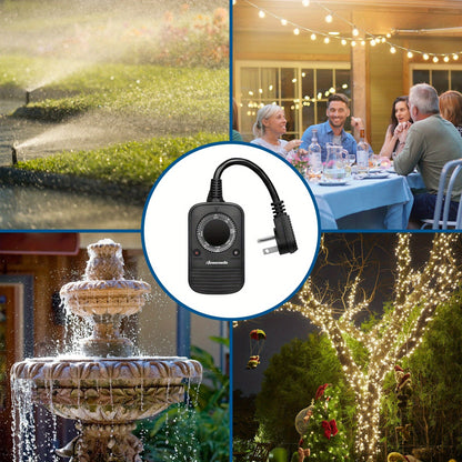 DEWENWILS 2 Pack Dusk to Dawn Sensor Outdoor Timer with Electrical Outlet