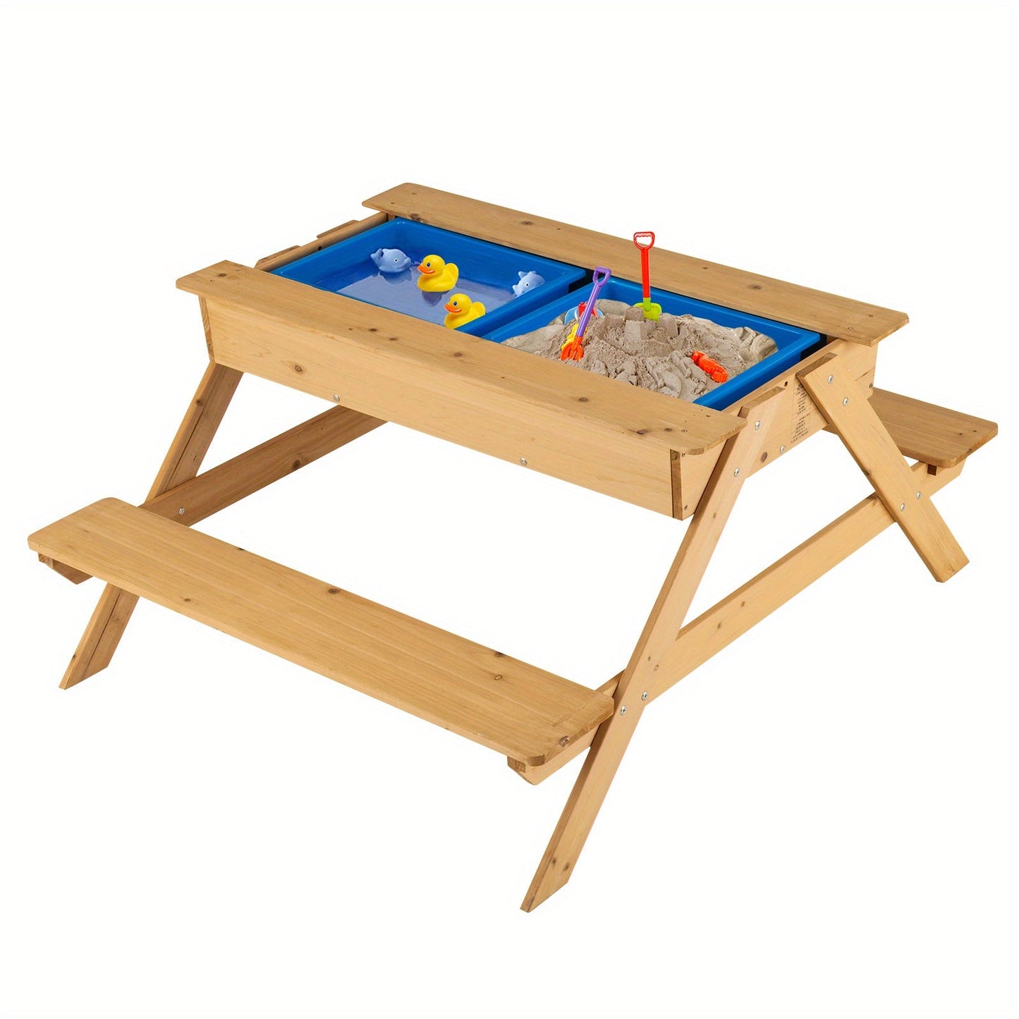 LIFEZEAL 3 in 1 Kids Picnic Table – Wooden Outdoor Sand & Water Table with Play Boxes