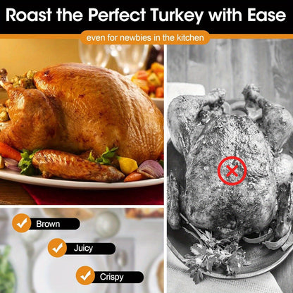 8QT Electric Roaster Oven - Large Capacity with Self-Basting Lid, Removable Pan & Rack, 150-450°F Temperature Control, Stainless Steel, Easy Clean Design