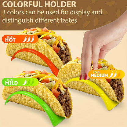 10PCS Colorful Taco Holders - Durable PP Plastic, Ideal for Soft or Hard Shell Tacos, Perfect for Home and Restaurant Use