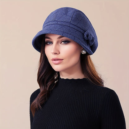 Warm Plaid Basin Hat for Women - Stylish Coldproof Sunshade, All-Season Outdoor Accessory for Middle-aged & Elderly