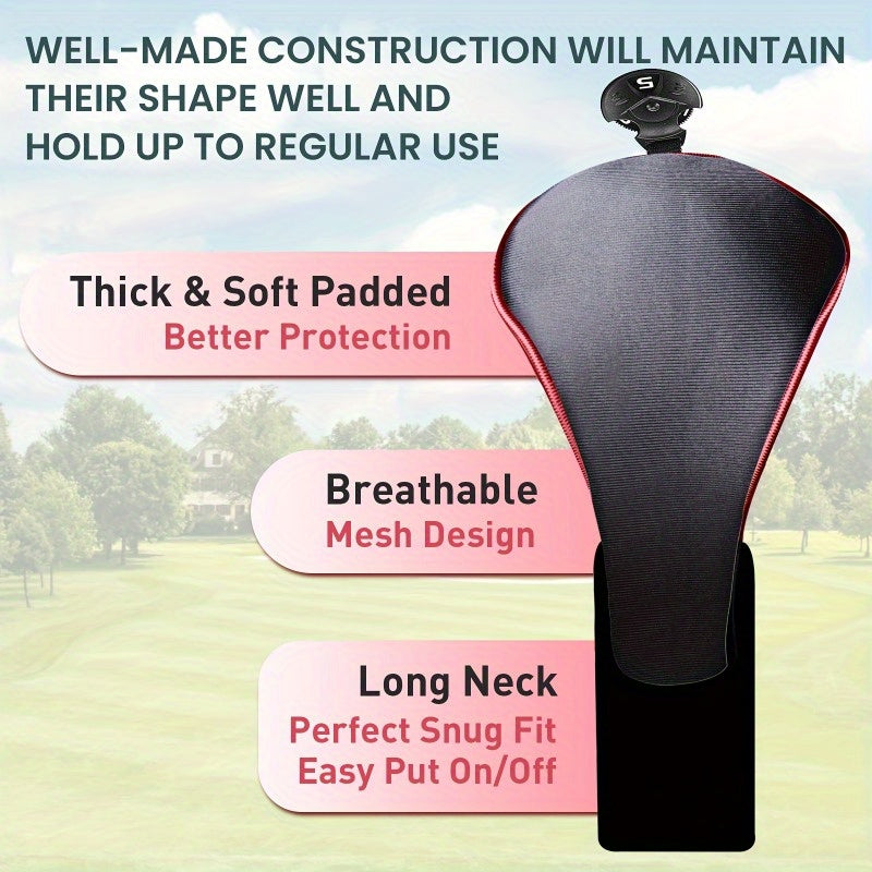 4 Piece Premium Golf Club Head Cover Set - Driver, Fairway Wood, Hybrids, Universal Fit for Men and Women