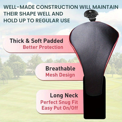 4 Piece Premium Golf Club Head Cover Set - Driver, Fairway Wood, Hybrids, Universal Fit for Men and Women