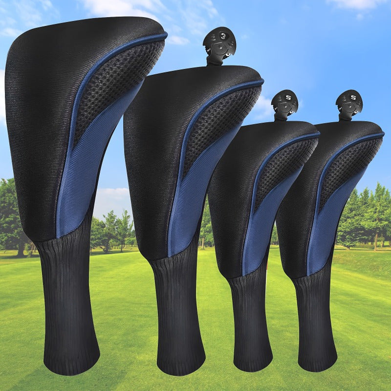 4 Piece Premium Golf Club Head Cover Set - Driver, Fairway Wood, Hybrids, Universal Fit for Men and Women