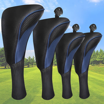 4 Piece Premium Golf Club Head Cover Set - Driver, Fairway Wood, Hybrids, Universal Fit for Men and Women