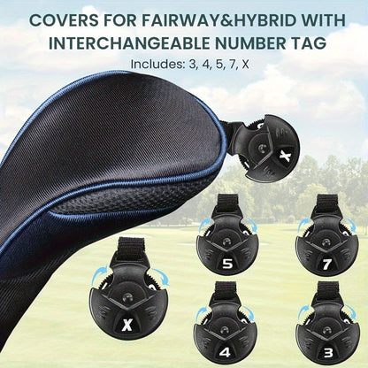 4 Piece Premium Golf Club Head Cover Set - Driver, Fairway Wood, Hybrids, Universal Fit for Men and Women