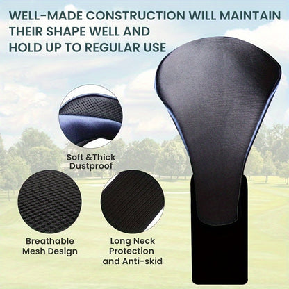 4 Piece Premium Golf Club Head Cover Set - Driver, Fairway Wood, Hybrids, Universal Fit for Men and Women