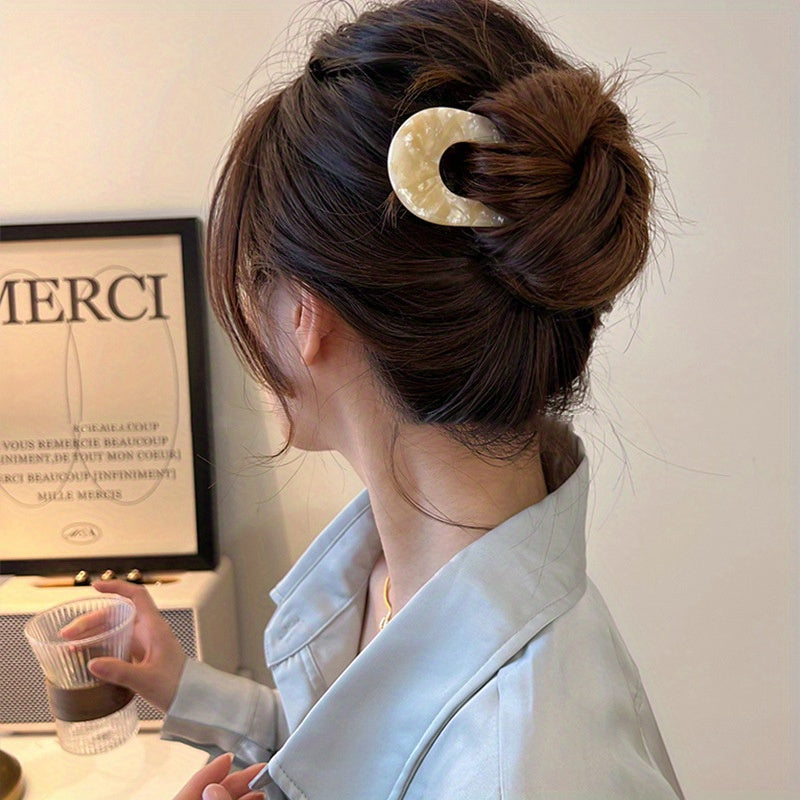 3 Piece Vintage U-Shaped Hair Clip Set - Elegant Acetate Hairpins for Bridal Showers and Everyday Chic Style