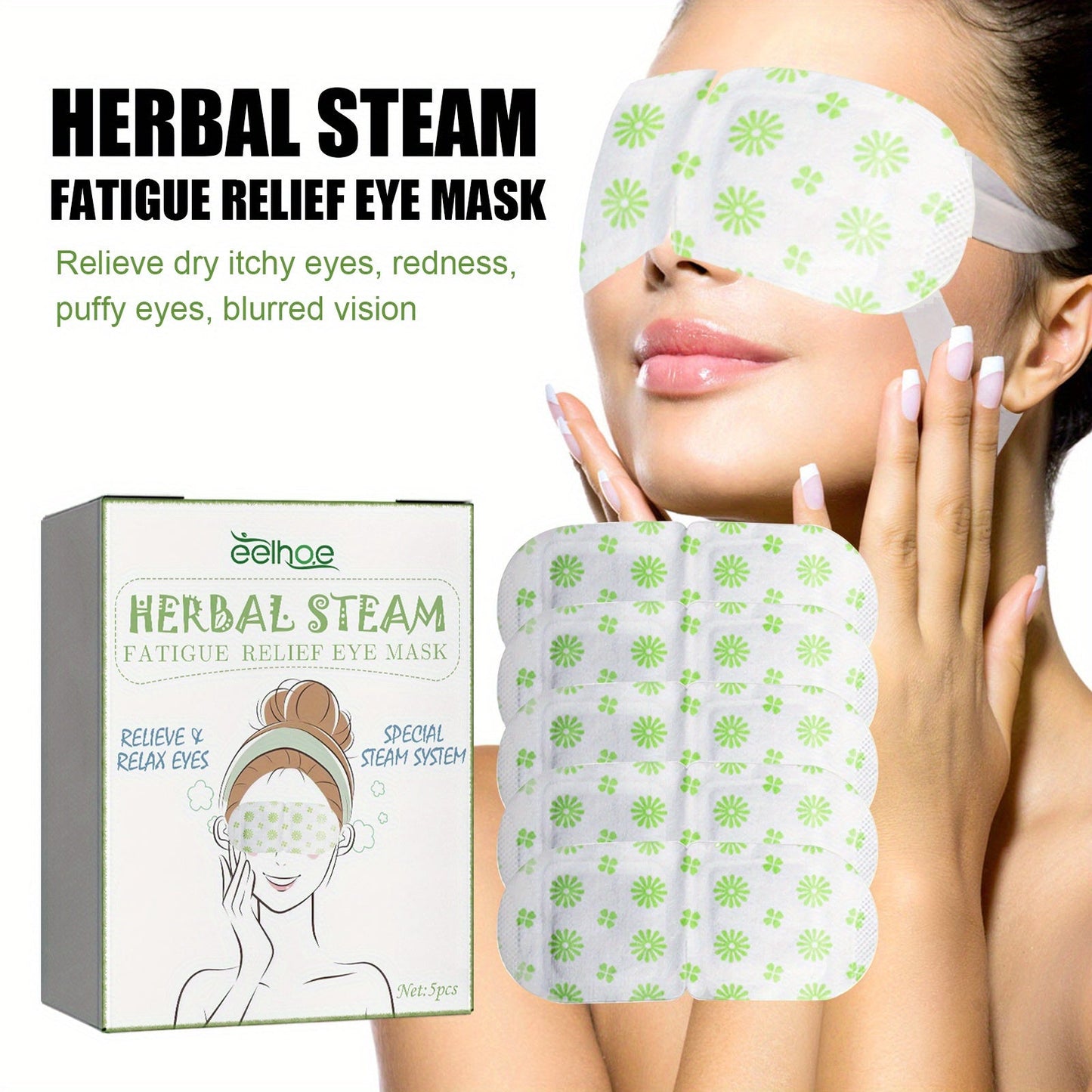 Herbal Steam Eye Mask – Hot Pack for Eye Fatigue and Discomfort Relief with Herbal Essence